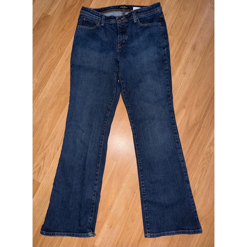 Eddie Bauer Shaped Bootcut Jeans Womens 10R Dark Wash Stretch Denim Blue Pants